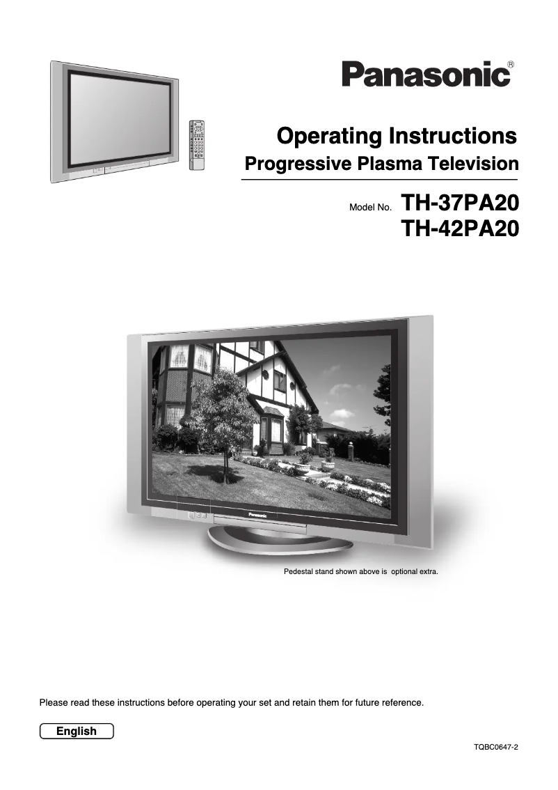 Page 1 de la notice Manuel utilisateur Panasonic Viera TH-37PA20H