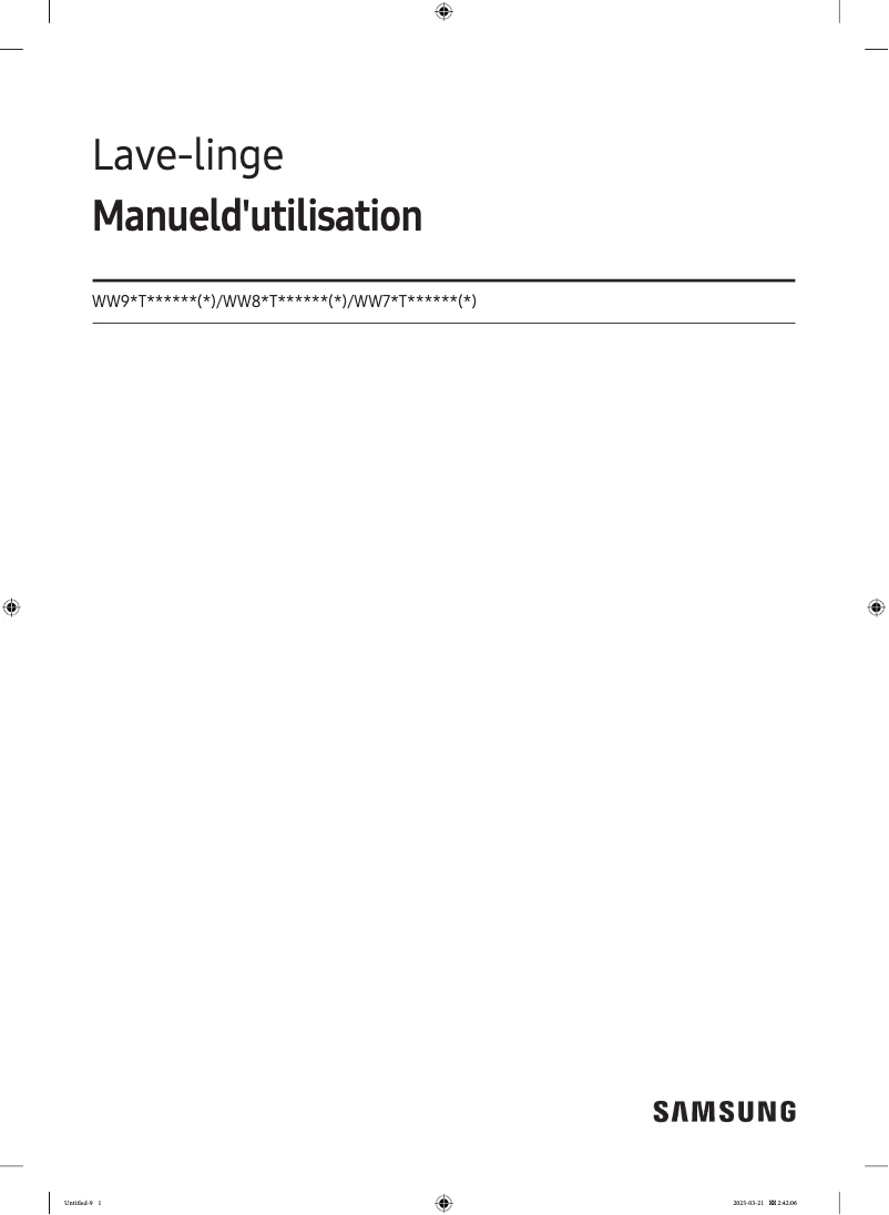 Page n°1 - Manuel utilisateur Samsung WW80T534DAN