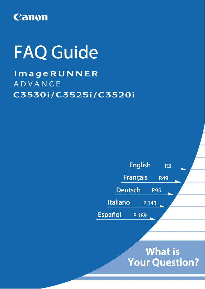 Page n°1 - FAQ Canon imageRUNNER ADVANCE C3520i II