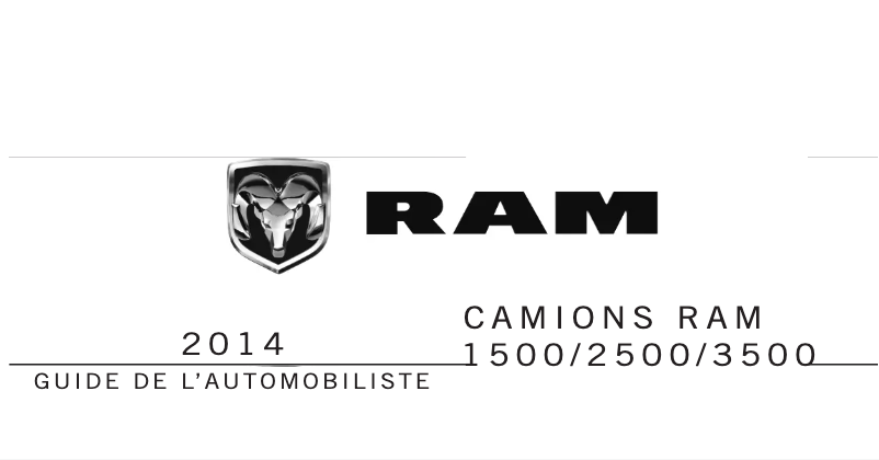 Page 1 de la notice Manuel utilisateur RAM 3500 (2014)