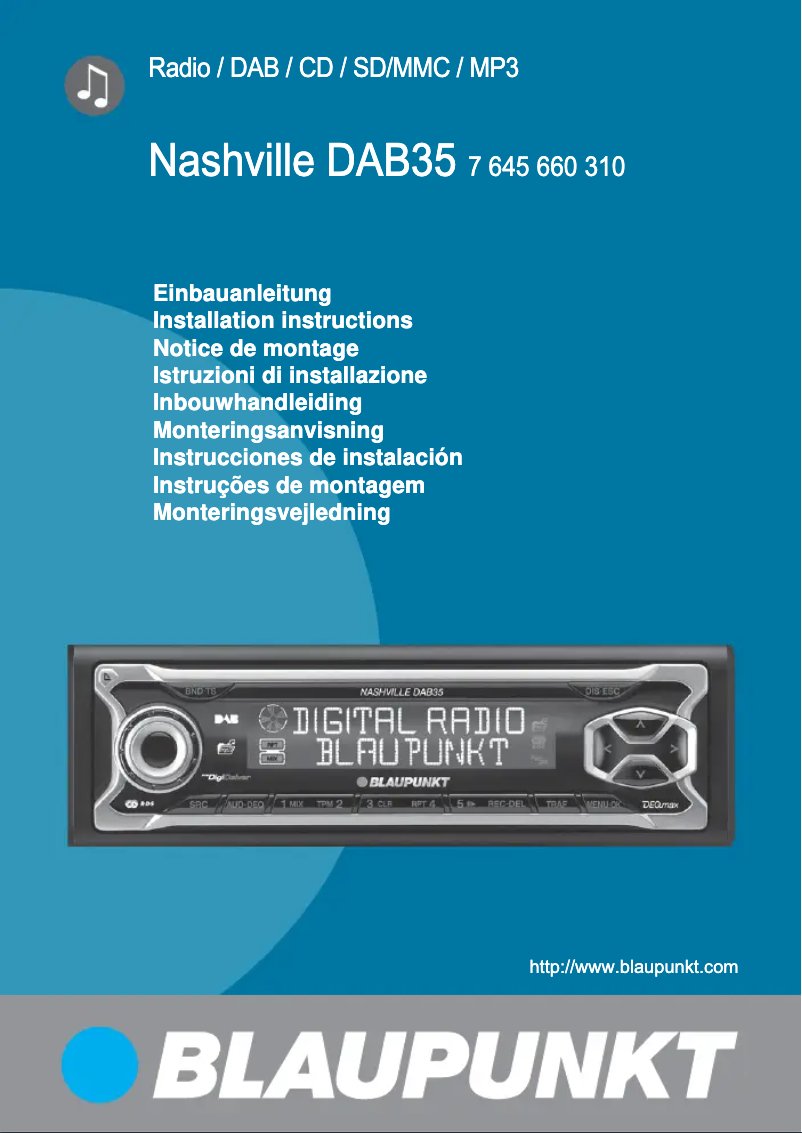 Page 1 de la notice Manuel utilisateur Blaupunkt Nashville DAB35 DMB