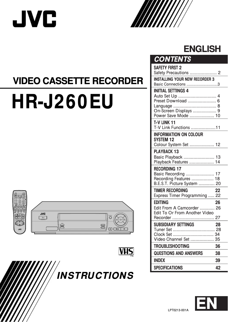 Page n°1 - Manuel utilisateur JVC HR-J260EU