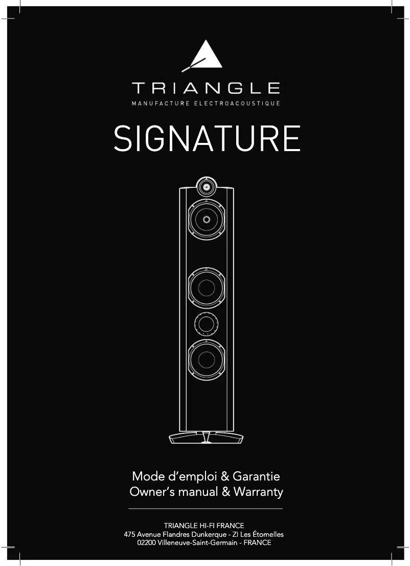 Page 1 de la notice Manuel utilisateur Triangle Signature Alpha