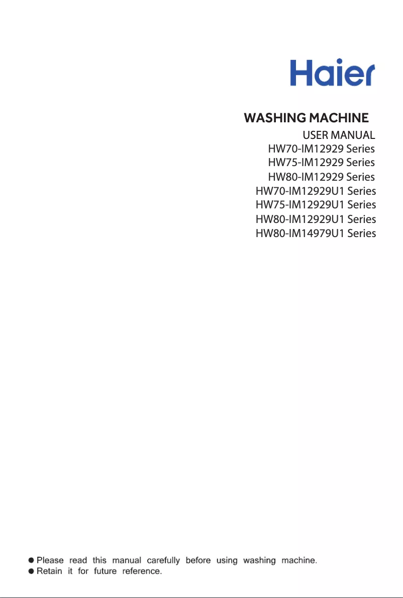 Page 1 de la notice Manuel utilisateur Haier HW70-IM12929BKU1