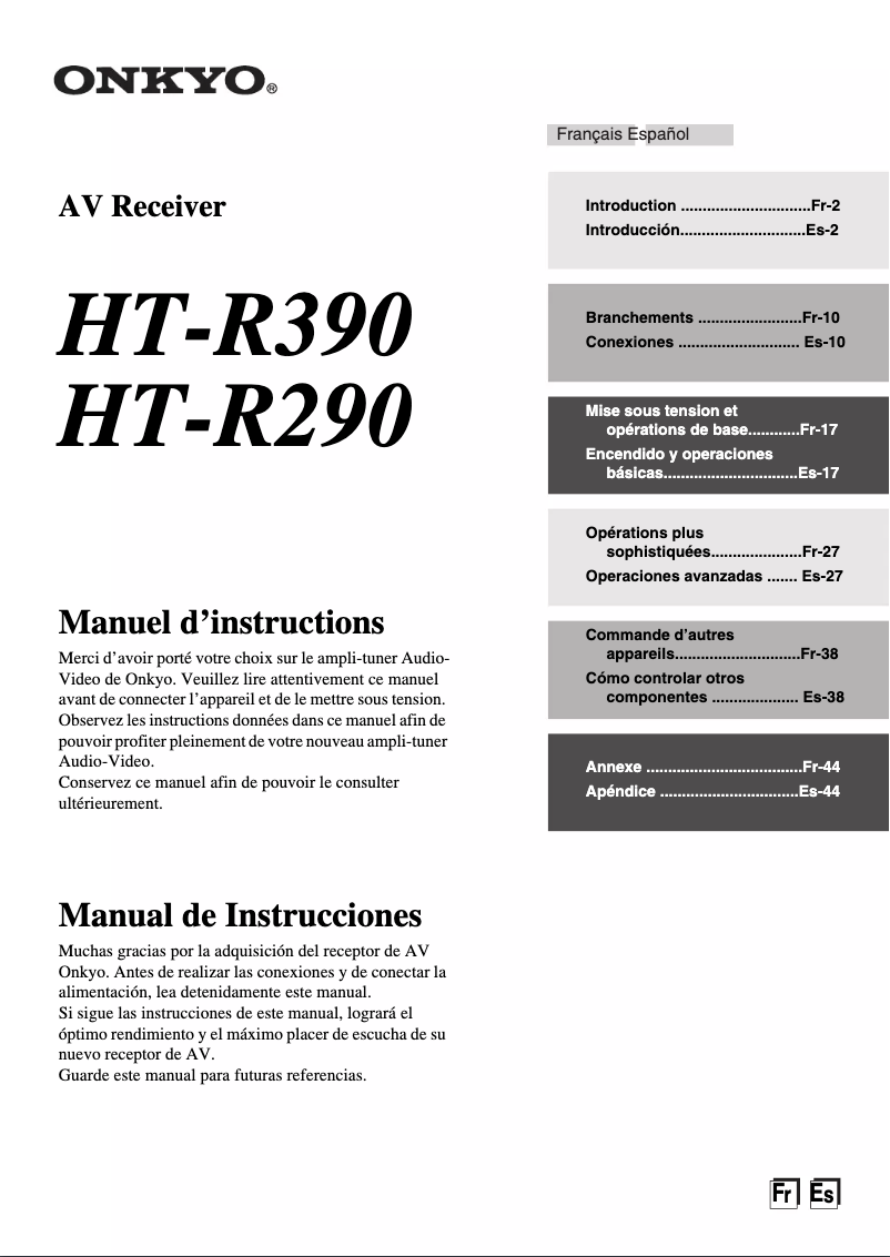 Page 1 de la notice Manuel utilisateur Onkyo HT-R390