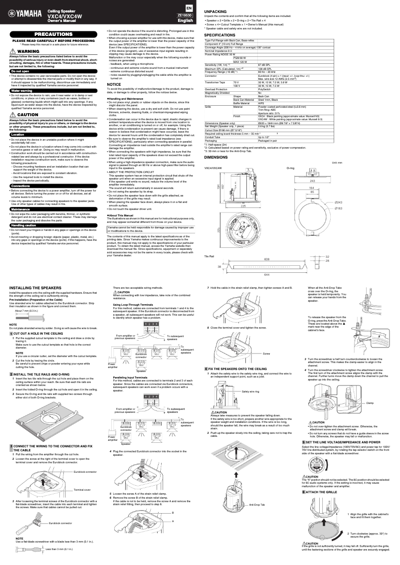 Page n°1 - Manuel utilisateur Yamaha VXC4