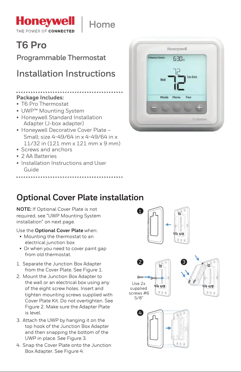 Image de la première page du manuel de l'appareil TH6210U2001/U