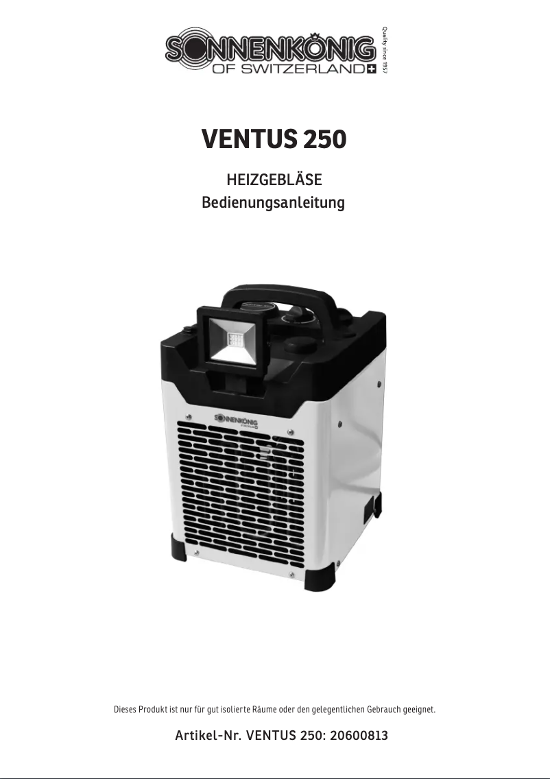 Imagen de la primera página del manual del dispositivo Ventus 250