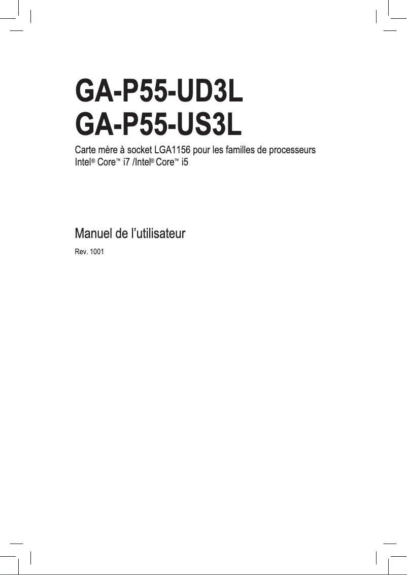 Page n°1 - Manuel utilisateur Gigabyte GA-P55-US3L