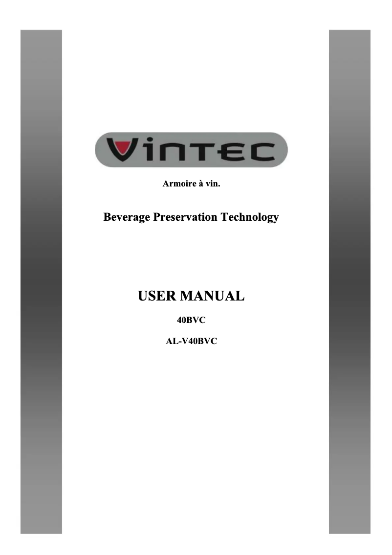 Page n°1 - Manuel utilisateur Vintec V40BVCBK