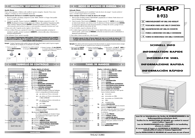 Page n°1 - Manuel utilisateur Sharp R-933