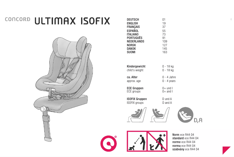 Imagen de la primera página del manual del dispositivo Ultimax isofix