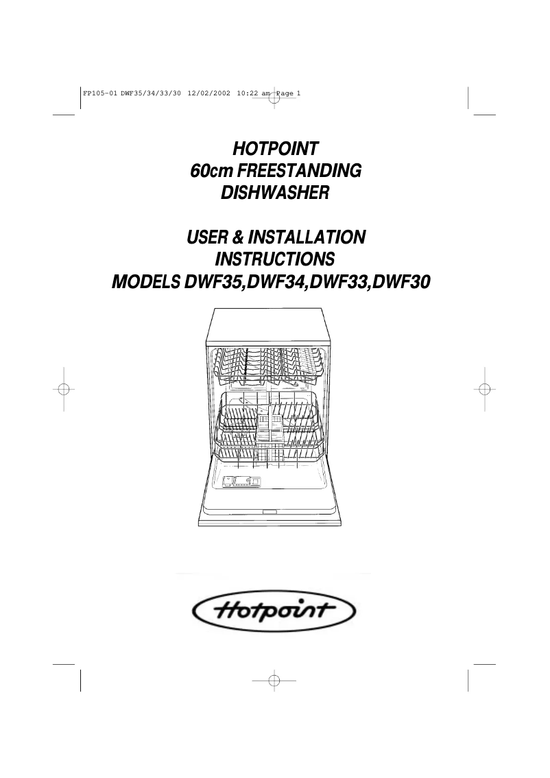 Page n°1 - Manuel utilisateur Hotpoint DWF34