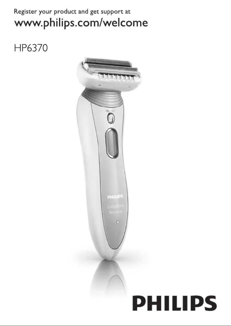 Page 1 de la notice Manuel utilisateur Philips Ladyshave Double Contour Sensitive HP6370