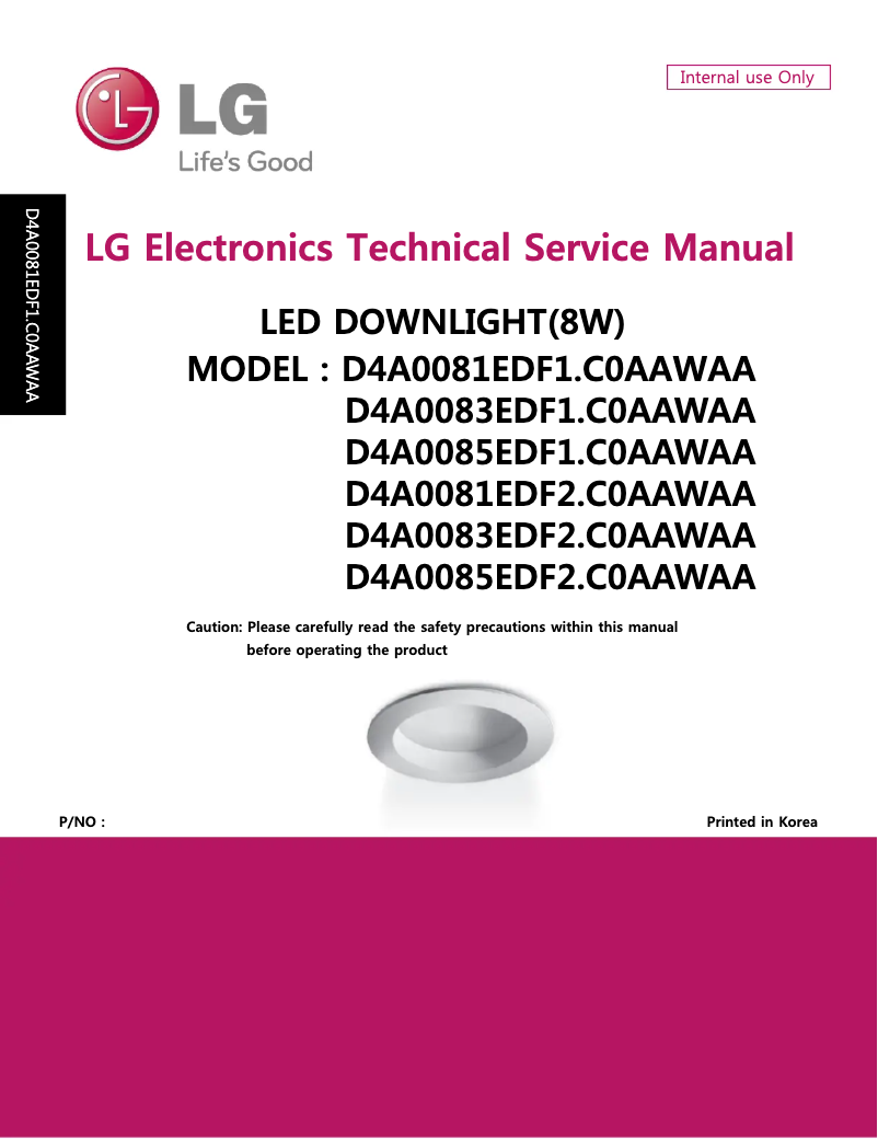 Page n°1 - Manuel utilisateur LG D4A0085EDF1