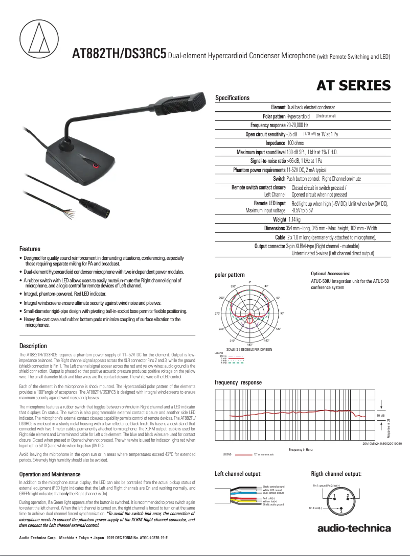 Página 1 del manual Manual de usuario Audio-Technica AT882TH/DS3RC5