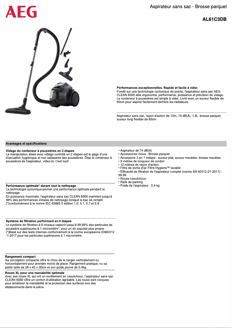 Page n°1 - Manuel utilisateur AEG AL61C3DB