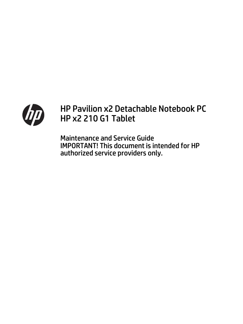 Page 1 de la notice Manuel d'utilisation et d'entretien HP X2 210 G1