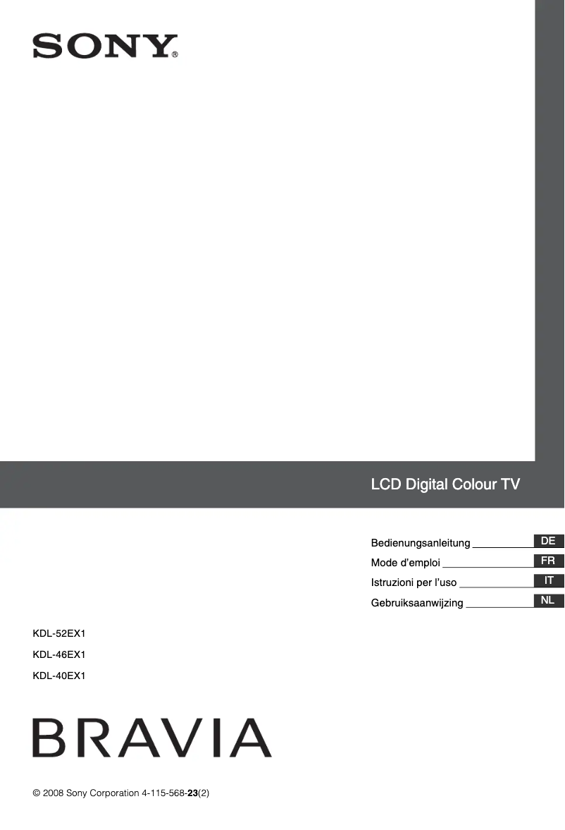 Page 1 de la notice Manuel utilisateur Sony Bravia KDL-40WE5W