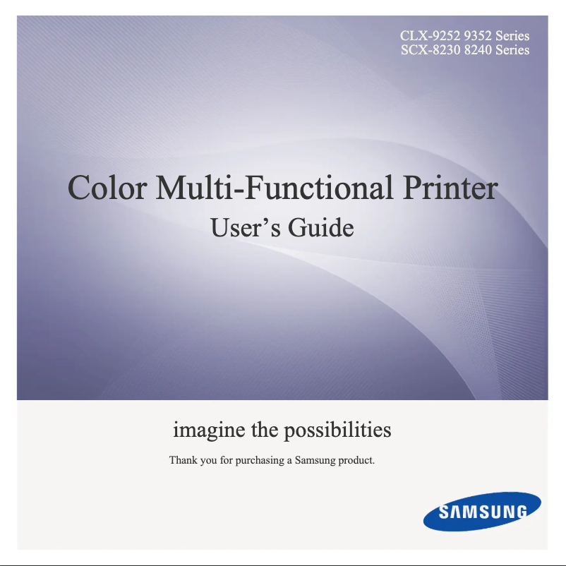 Page n°1 - Manuel utilisateur Samsung CLX-9258NA