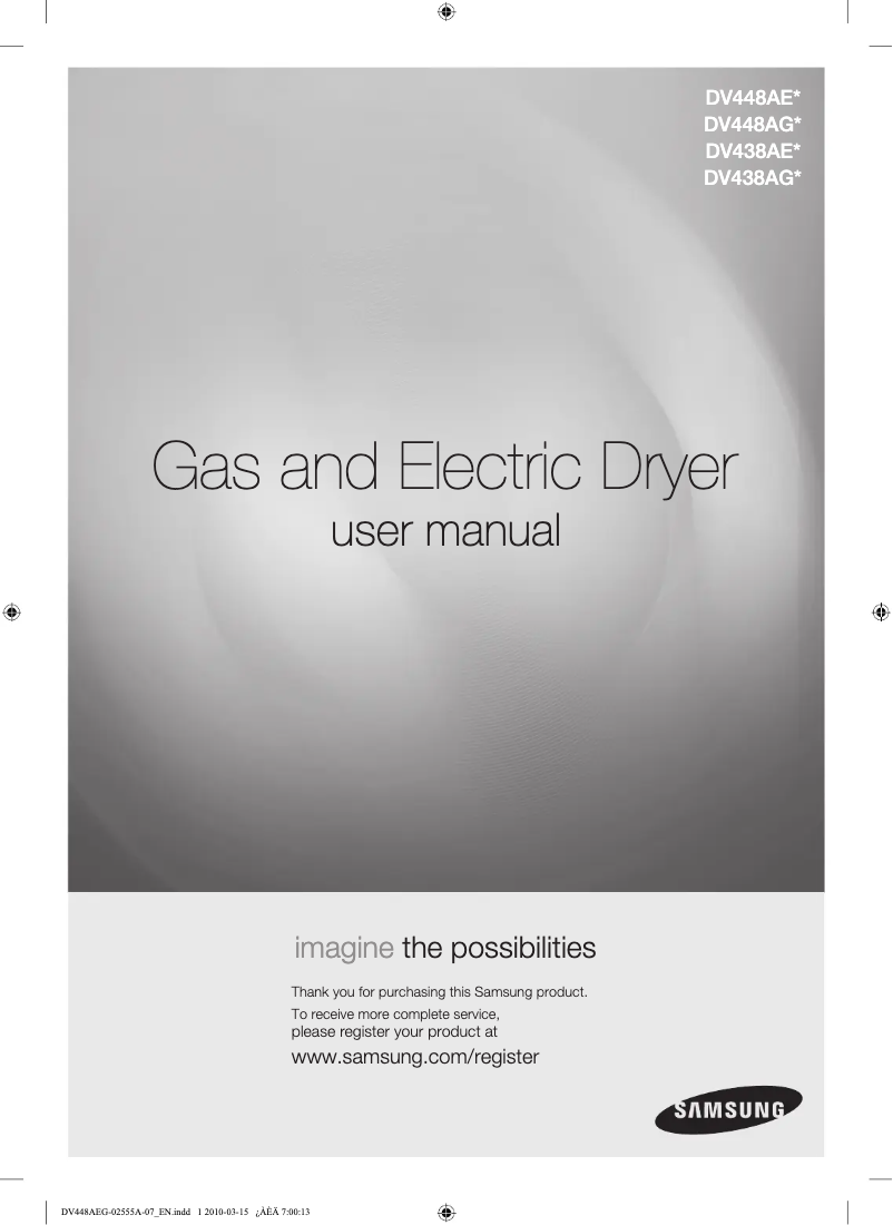 Page n°1 - Manuel utilisateur Samsung DV448AGP