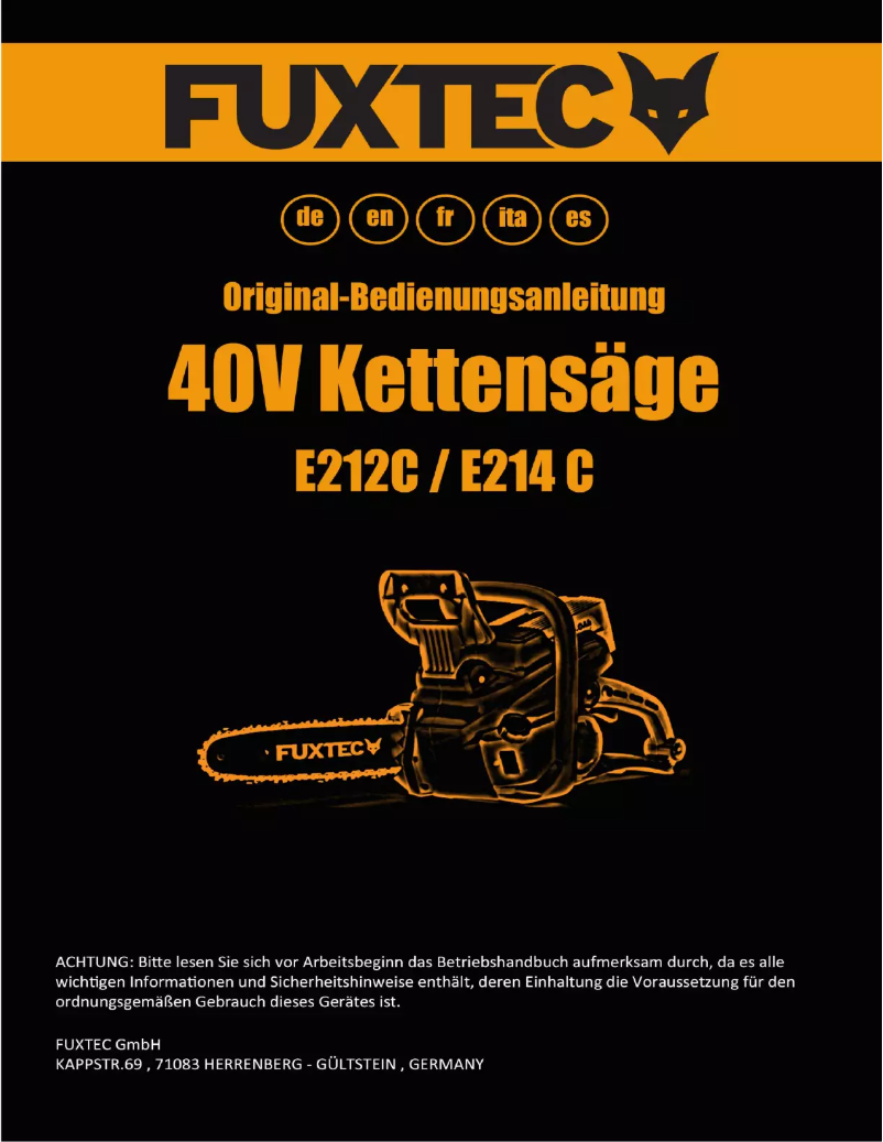 Page 1 de la notice Manuel utilisateur Fuxtec E214C