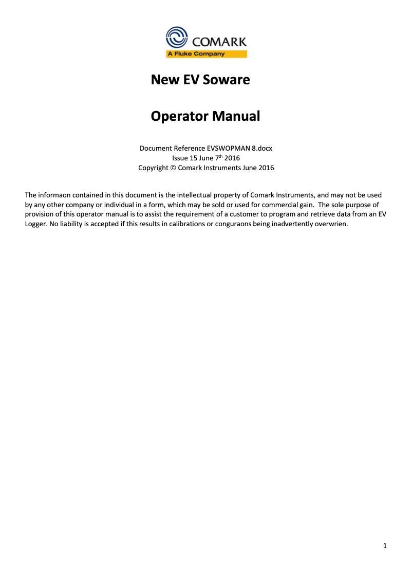 Page n°1 - Manuel utilisateur Comark EVTCRU