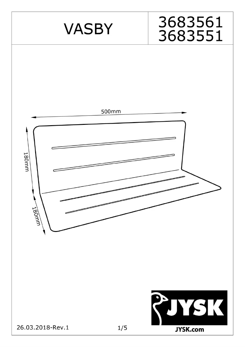 Page n°1 - Manuel utilisateur JYSK Vasby (50x18x18)