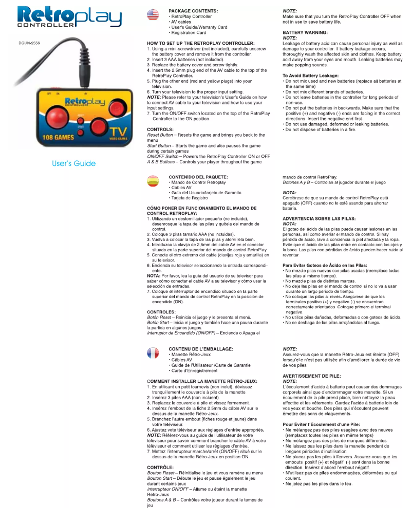 Image de la première page du manuel de l'appareil DGUN-2556