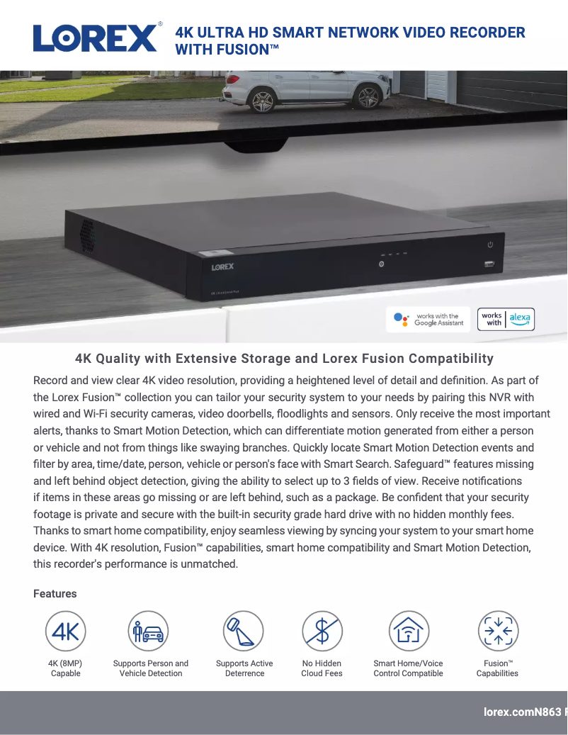 Page n°1 - Fiche technique Lorex N863B
