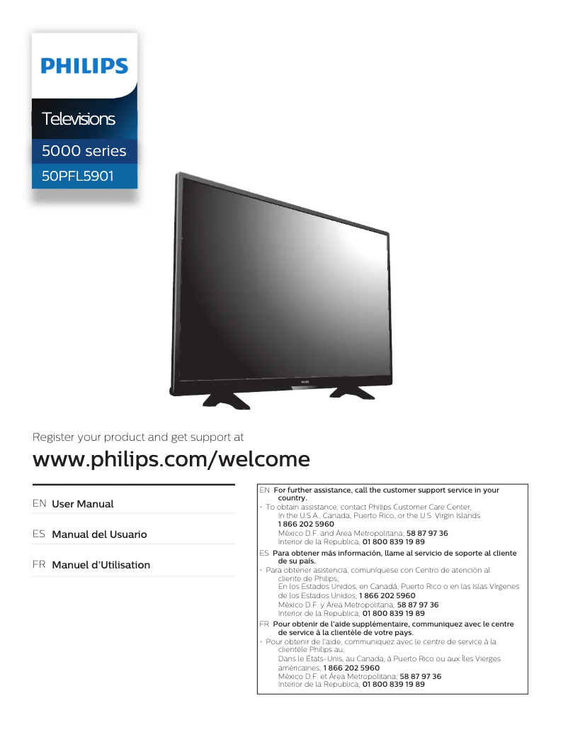 Page 1 de la notice Manuel utilisateur Philips 50PFL5901