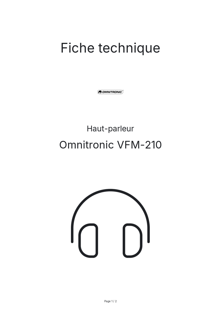 Page n°1 - Fiche technique Omnitronic VFM-210