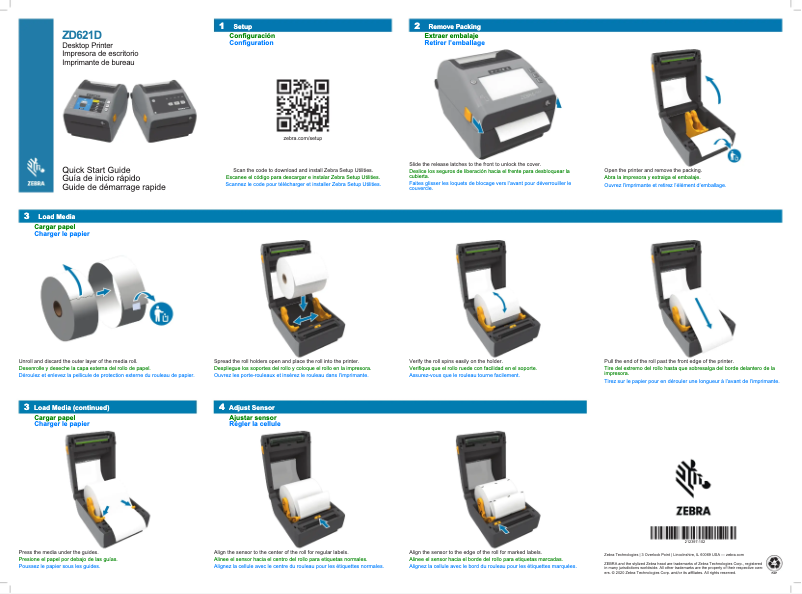 Page 1 de la notice Guide de démarrage rapide Zebra ZD621