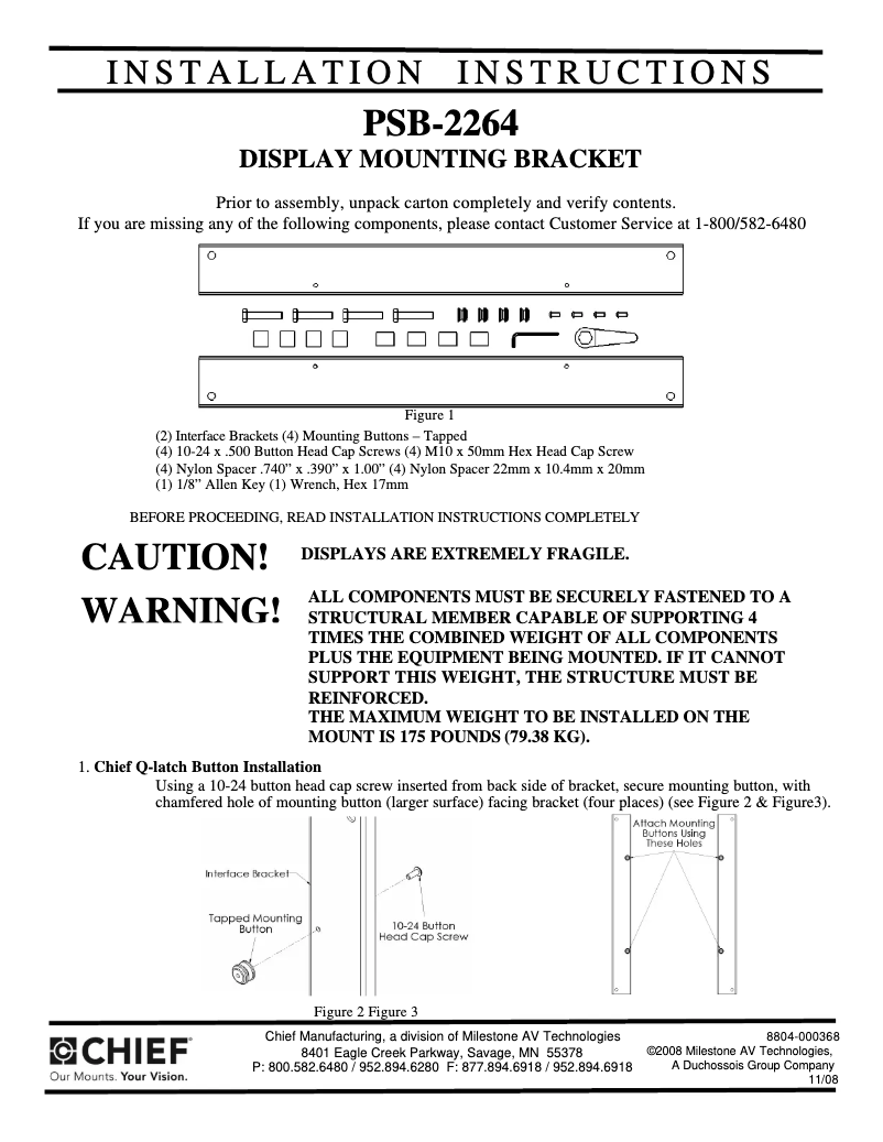 Page 1 de la notice Manuel utilisateur Chief TPP2264