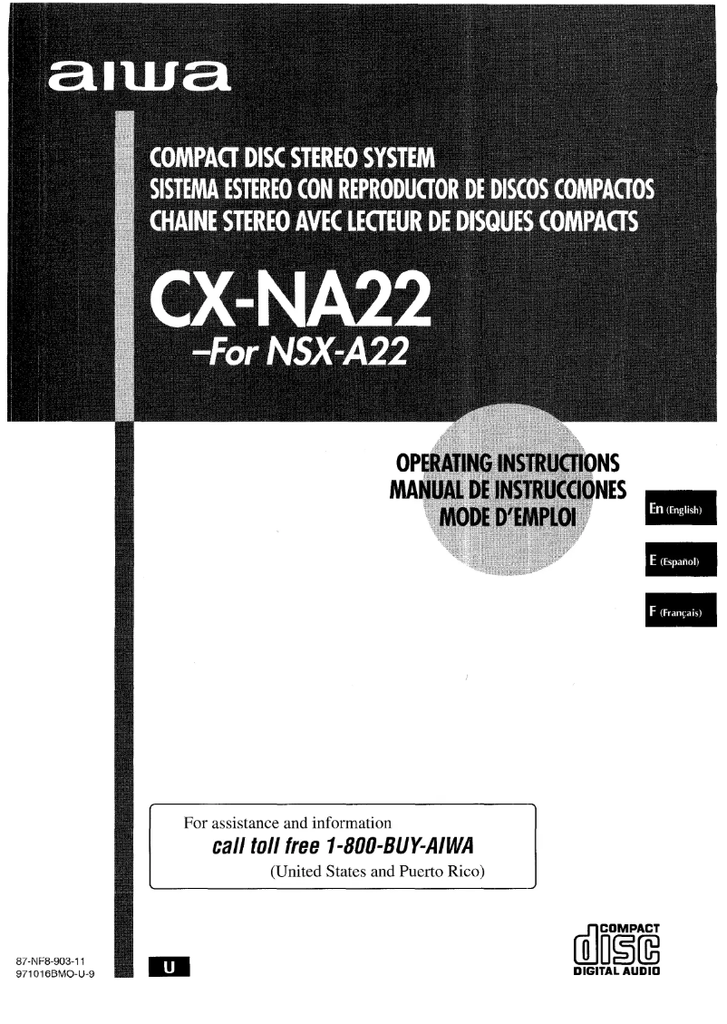 Page n°1 - Manuel utilisateur Aiwa CX-NA22