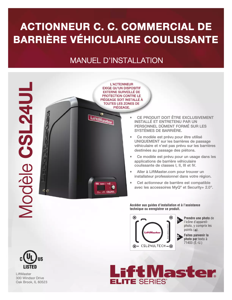 Page 1 de la notice Manuel utilisateur LiftMaster LMWEKITU