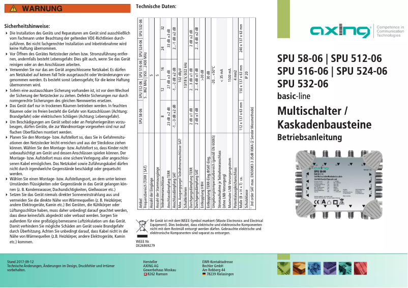 Page 1 de la notice Manuel utilisateur Axing SPU 58-06