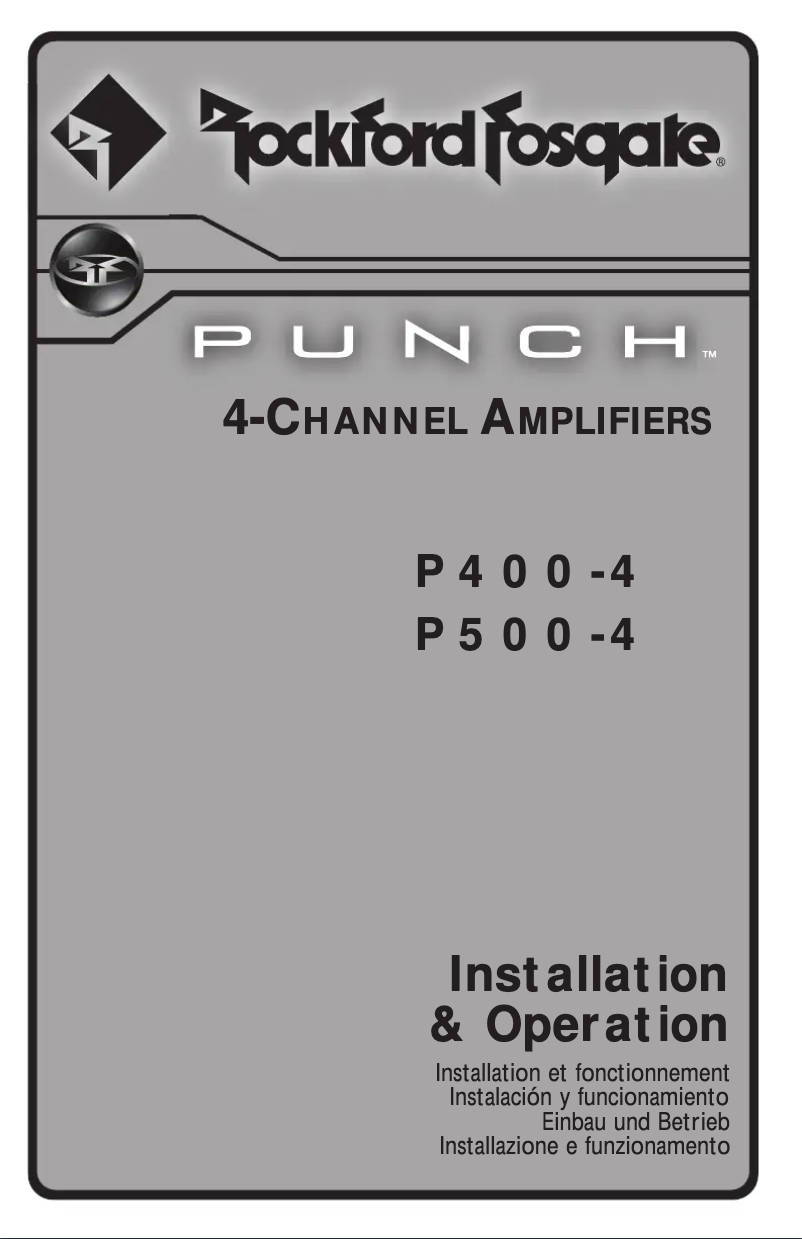 Page n°1 - Manuel utilisateur Rockford Fosgate P500-4