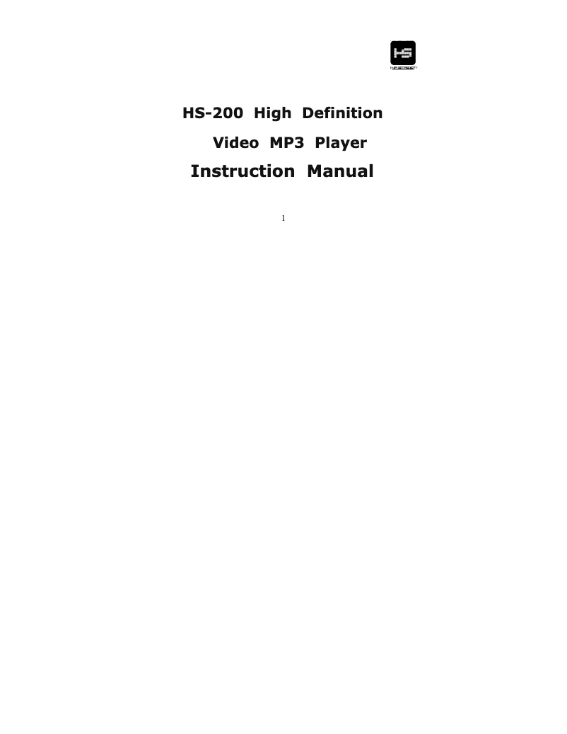 Page n°1 - Manuel utilisateur Hipstreet HS-200 HD
