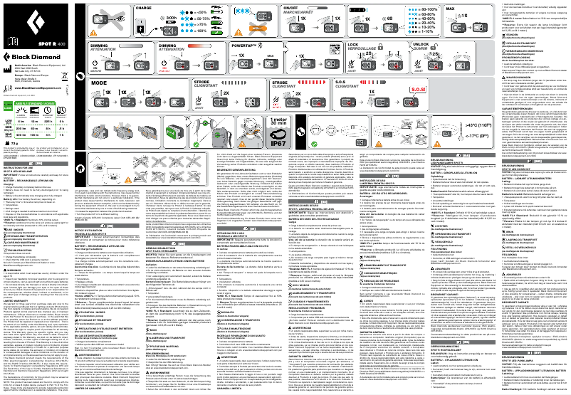 Page 1 de la notice Manuel utilisateur Black Diamond Spot R 400