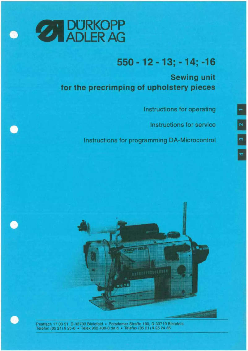 Page n°1 - Manuel utilisateur Dürkopp Adler 550-14