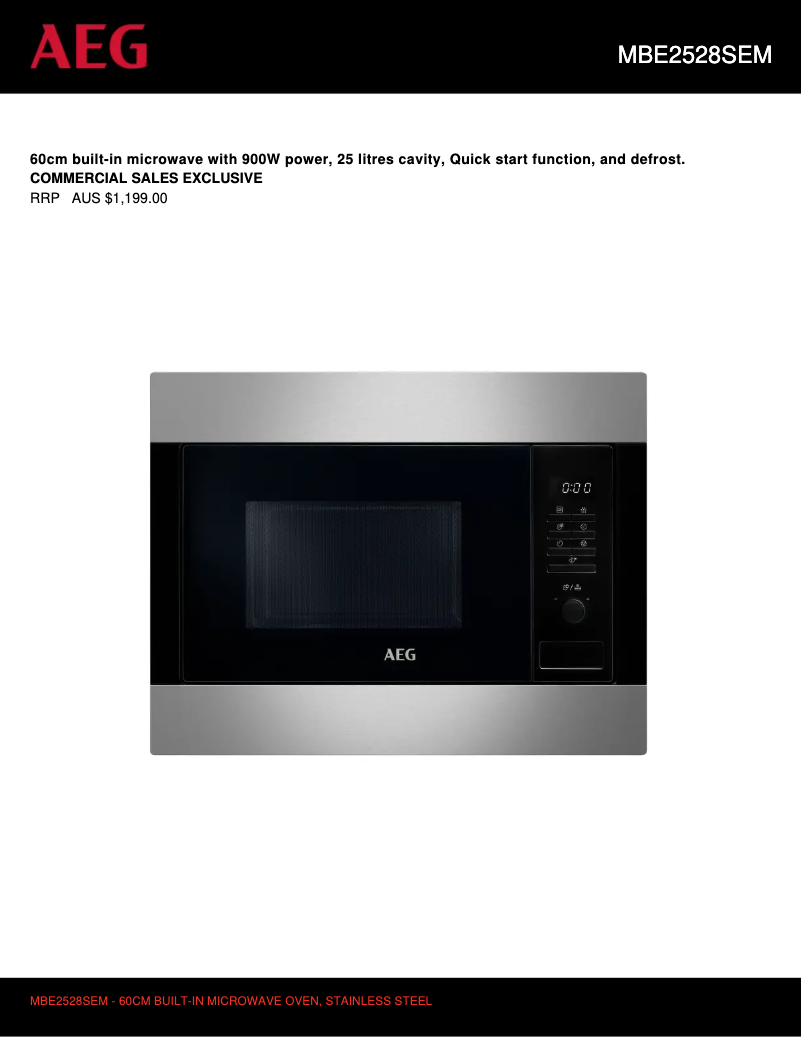 Page n°1 - Fiche technique AEG MBE2528SEM