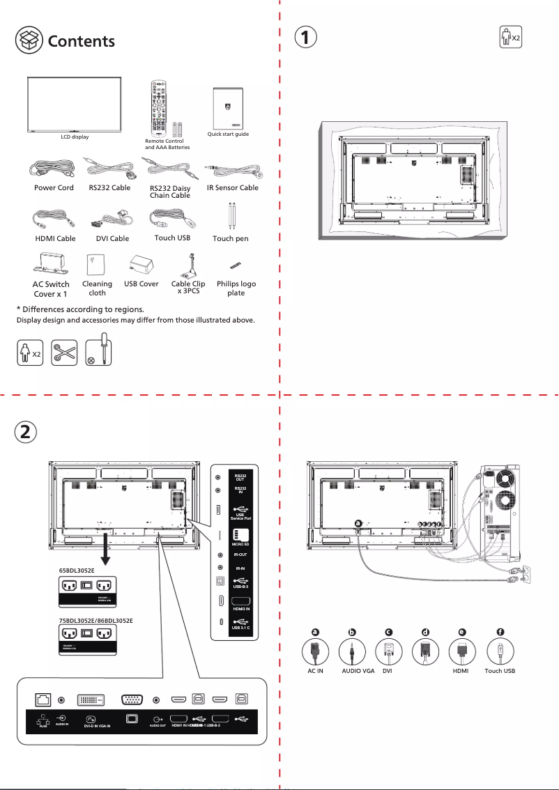 Page n°1 - Guide de démarrage rapide Philips 75BDL3052E