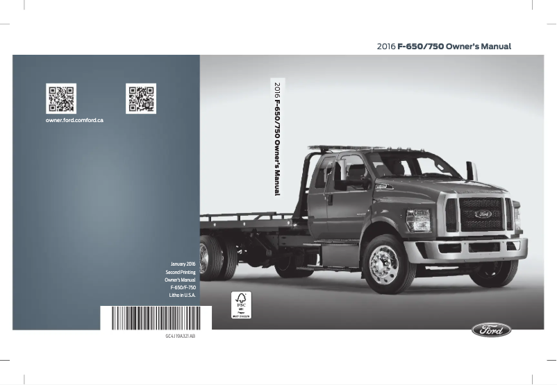 Page 1 de la notice Manuel utilisateur Ford F-750 (2016)