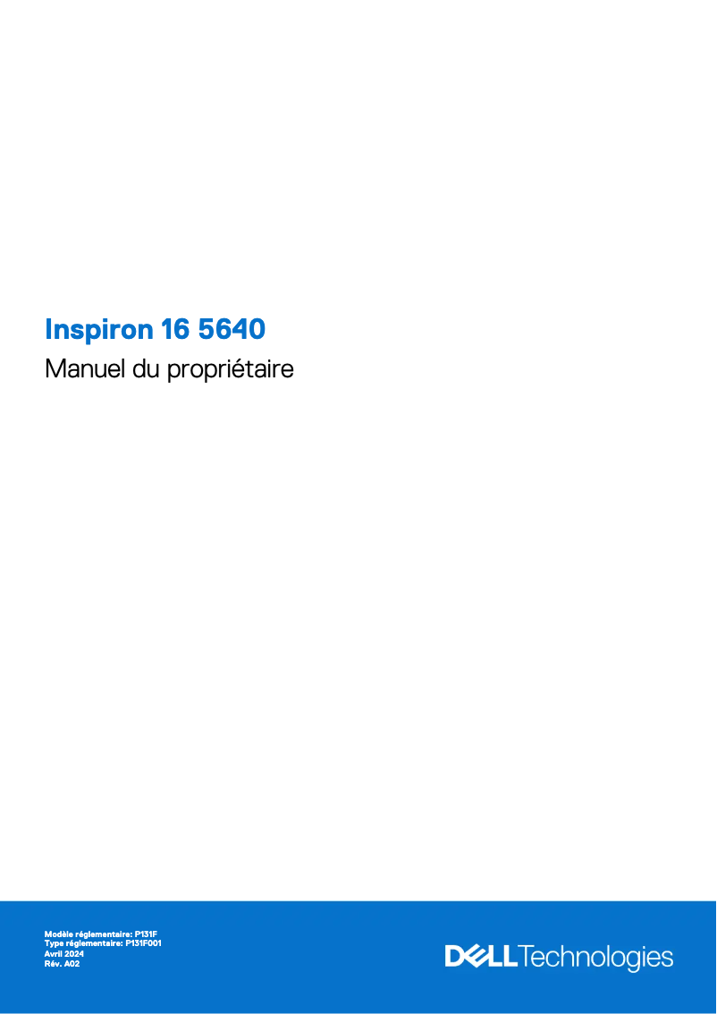 Image de la première page du manuel de l'appareil Inspiron 16 5640