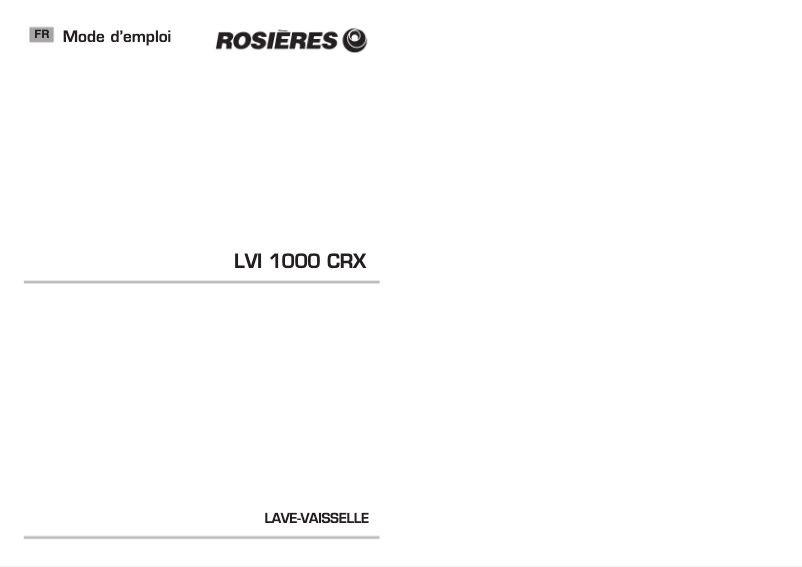 Page 1 de la notice Manuel utilisateur Rosieres LVI 1000 CRX