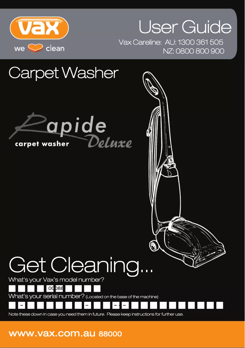 Page 1 de la notice Manuel utilisateur Vax Rapide V-025