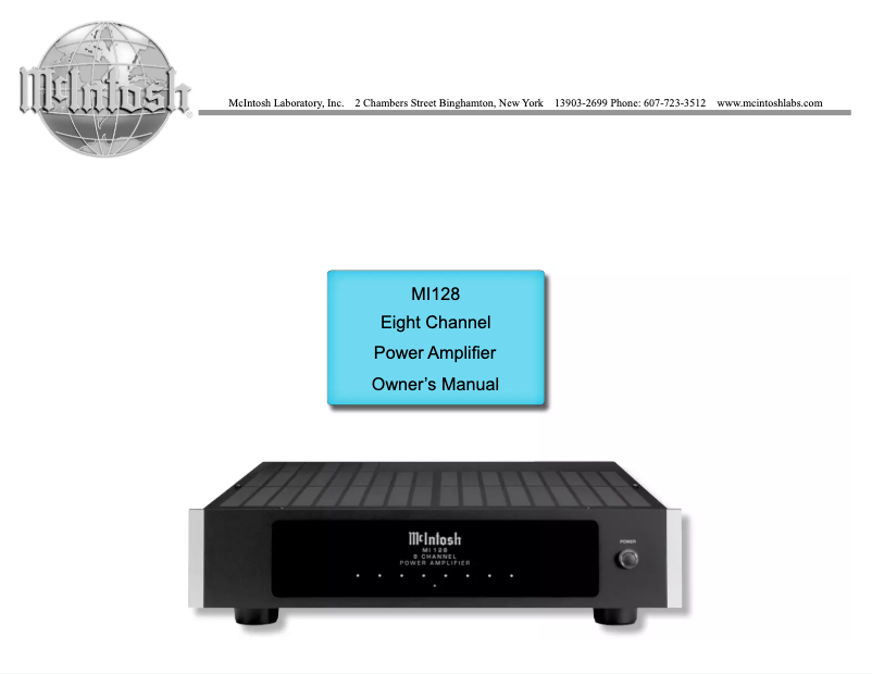 Page 1 de la notice Manuel utilisateur McIntosh MI128