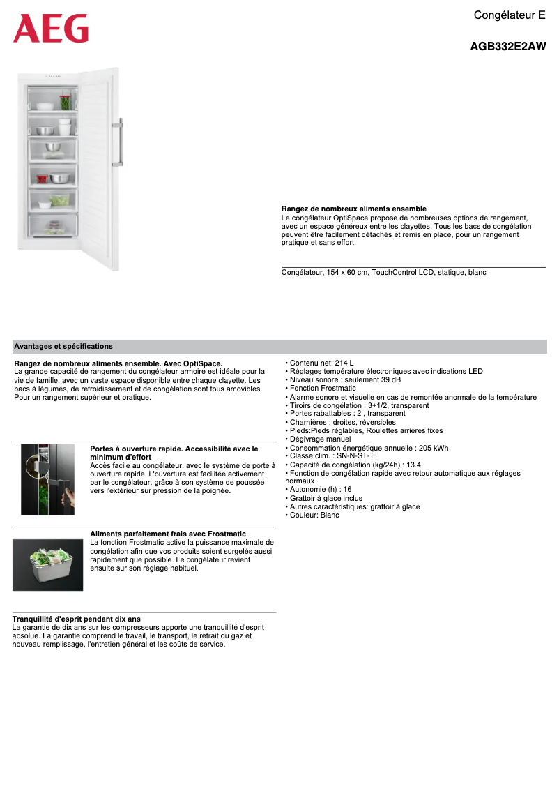 Page n°1 - Fiche technique AEG AGB332E2AW