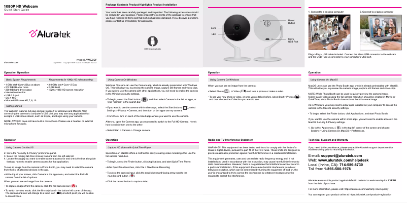 Página 1 del manual Manual de instrucciones Aluratek AWC02F